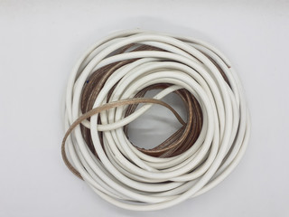 Various Electric Cable Roll for Electronic Device in White Isolated Background 