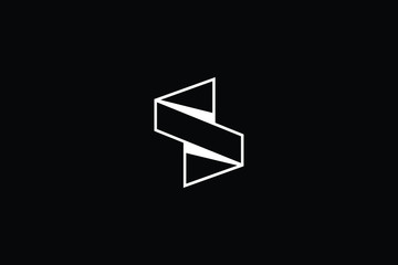 Minimal elegant monogram art logo. Outstanding professional trendy awesome artistic 3D S SS initial based Alphabet icon logo. Premium Business logo White color on black background