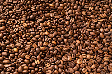 Close-up of roasted coffee beans