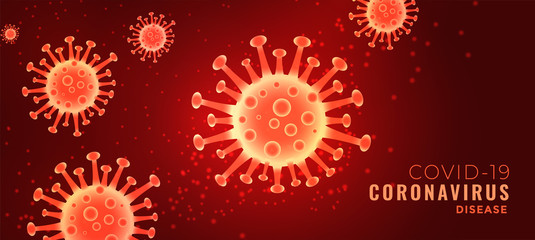 novel coronavirus covid-19 banner with virus cell concept