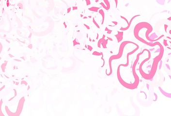 Light Pink vector template with curved lines.
