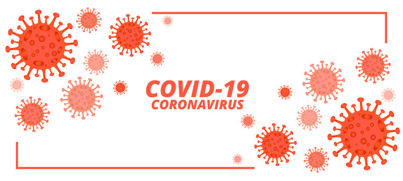 covid-19 novel coronavirus banner with microscopic viruses