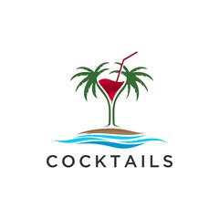 Elegant Cocktails beach season Logo