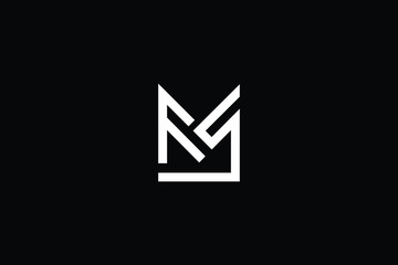 Minimal elegant monogram art logo. Outstanding professional trendy awesome artistic FS SF MS SM initial based Alphabet icon logo. Premium Business logo White color on black background