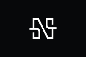 Fototapeta premium Minimal elegant monogram art logo. Outstanding professional trendy awesome artistic N NS SN initial based Alphabet icon logo. Premium Business logo White color on black background
