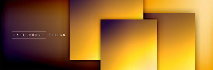 Square shapes composition geometric abstract background. 3D shadow effects and fluid gradients. Modern overlapping forms