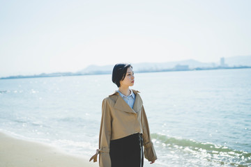 Fototapeta premium 海の女性
