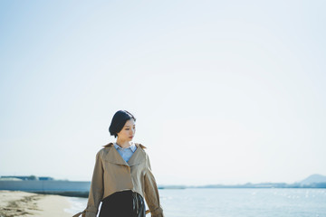 Fototapeta premium 海の女性