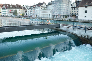 A water feature dam in city centre of Zurich.