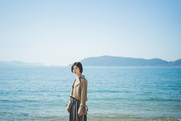 Fototapeta premium 海の女性