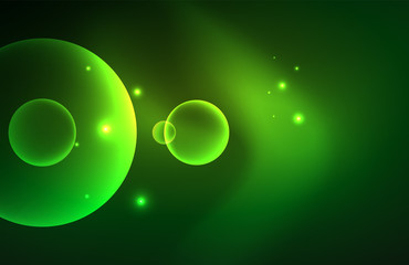 Neon shiny transparent glowing circles with light effects. Techno futuristic vector abstract background For Wallpaper, Banner, Background, Card, Book Illustration, landing page