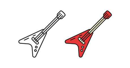 Electric guitar icon. Linear style. Flat design.