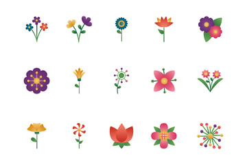 Fototapeta na wymiar bundle of flowers degradient style icons