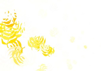 Fototapeta na wymiar Light Yellow vector elegant wallpaper with leaves.