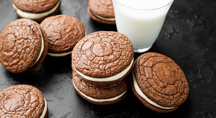 Chocolate  brownie - sandwich cookies with cream cheese filling