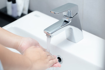 washing hand, finger cleaning for protect from corona virus and good sanitation for healthy life.