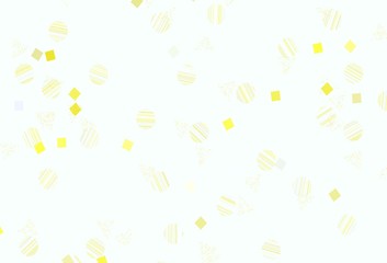 Light Yellow vector background with triangles, circles, cubes.