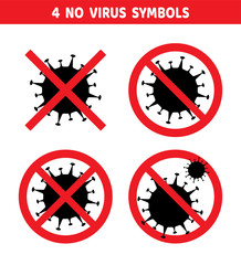 Set of no virus symbol design concept, vector illustration. Flat design of no virus logo on white background.