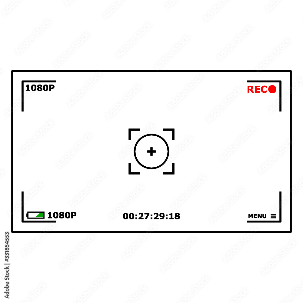 Wall mural camera screen template. camera interface. viewfinder isolated on white background