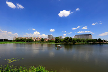 Fototapeta na wymiar Summer Landscape of Waterfront City, Tangshan City, China