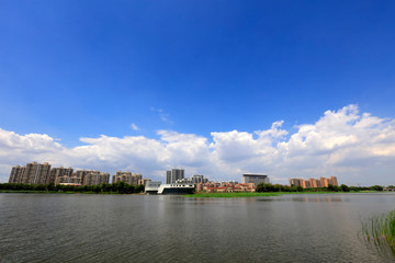 Naklejka premium Summer Landscape of Waterfront City, Tangshan City, China