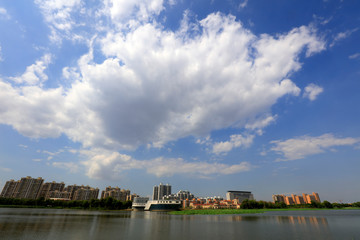 Naklejka premium Summer Landscape of Waterfront City, Tangshan City, China