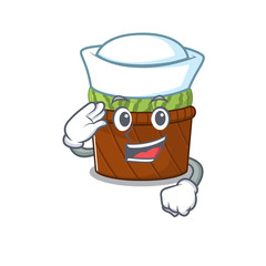 Cute watermelon fruit basket Sailor cartoon character wearing white hat