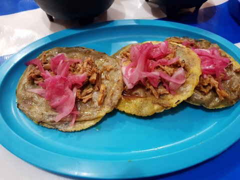 An order of Panuchos, a typical Yucatecan dish