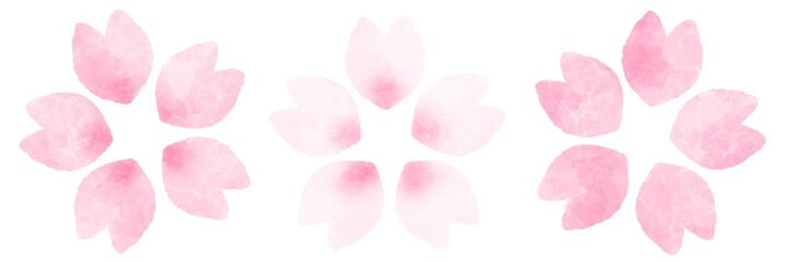 桜の花　バリエーション　水彩風イラスト素材