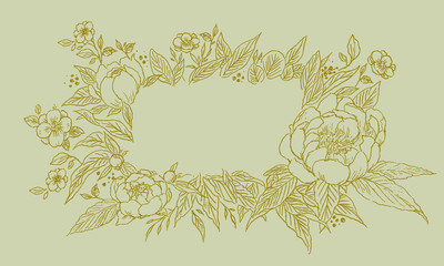 elegant vintage style flower wreath pattern for greeting or invitation card