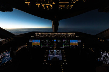 Sunset from the flightdeck of the Boeing 787