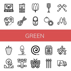Set of green icons