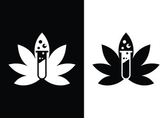 Fototapeta na wymiar cannabis leaf logo vector icon on black and white background