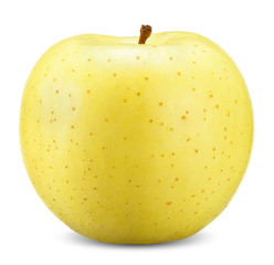 yellow apple isolated on white clipping path