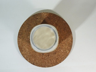 A Glass of Ice Coffee Latte on Cork Coaster