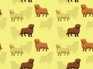 Golden Retriever Color Variation Cartoon Vector Seamless Background Wallpaper-01