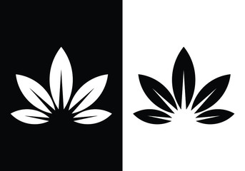 cannabis leaf logo vector icon on black and white background