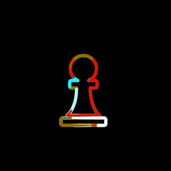 Symbol chess pawn from multi-colored circles and stripes. Red, brown, blue, white
