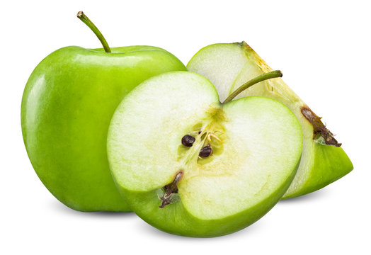 green apple isolated on white clipping path