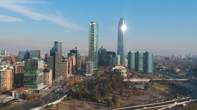 Drone view of costanera center santiago chile