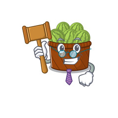 Charismatic Judge watermelon fruit basket cartoon character design wearing cute glasses