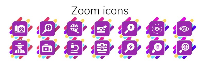 Modern Simple Set of zoom Vector filled Icons