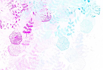 Fototapeta na wymiar Light Pink, Blue vector elegant template with leaves, flowers.