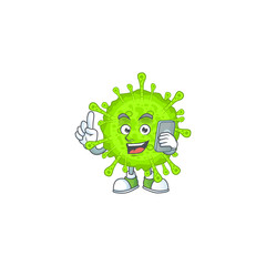 A sweet orthocoronavirinae cartoon design style speaking on phone