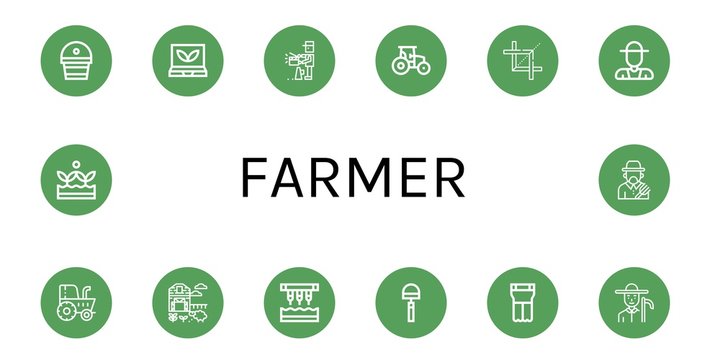 farmer simple icons set