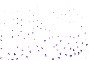 Light Purple vector background with signs of currency.