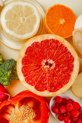 Healthy diet, fresh sources of Vitamin C