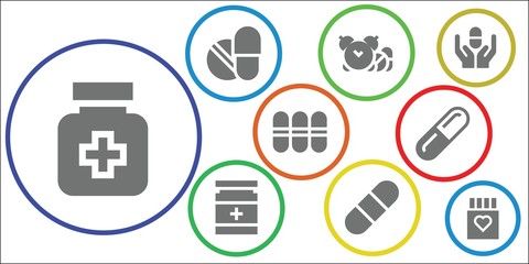 Modern Simple Set of sickness Vector filled Icons