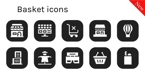 Modern Simple Set of basket Vector filled Icons