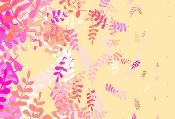 Fototapeta na wymiar Light Pink, Yellow vector elegant template with leaves.